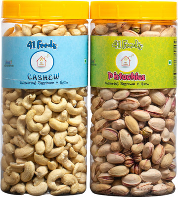 41 foods Dry fruits combo pack of Cashews Pistachios | pista kaju 1 KG Pistachios, Cashews(2 x 500 g)
