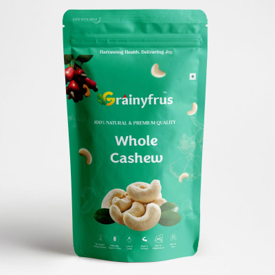Grainyfrus Natural & Premium Whole Cashews 500g–Crunchy & Fresh, Rich Taste & Healthy Cashews(1 x 500 g)