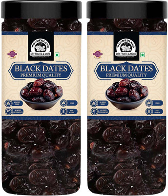 WONDERLAND Premium Black Dates 800g (400g X 2) Jar Soft And Chewy Texture Khajur | Khajoor Dates(2 x 400 g)