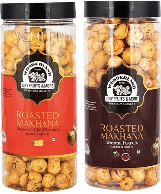 WONDERLAND Roasted Makhana Cheese And Chilli & Sriracha Foxnuts Assorted Nuts(2 x 100 g)