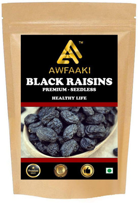 AWFAAKI BLACK RAISINS / PREMIUM SEEDLESS RAISINS 500 GM Raisins(1 x 500 g)