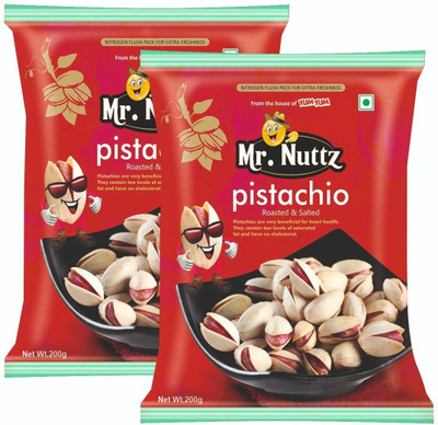 Mr.Nuttz Premium Roasted & Salted Pistachio 400g (Pack of 2- 200g Each) Pistachios(2 x 200 g)
