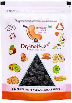Dry Fruit Hub Black Raisins With Seed 1kg Kali Kismis With Seeds ,Black Seeded Raisins(2 x 0.5 kg)
