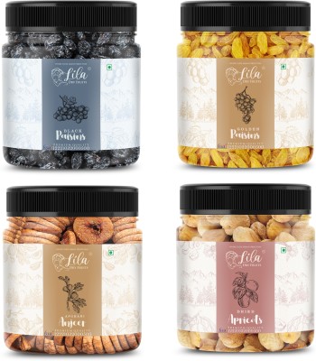 lila dry fruits Figs(250gm), Green Raisin(250gm), Black Raisin(250gm), Apricots(250gm) Combo Figs, Raisins, Apricots(4 x 0.11 kg)