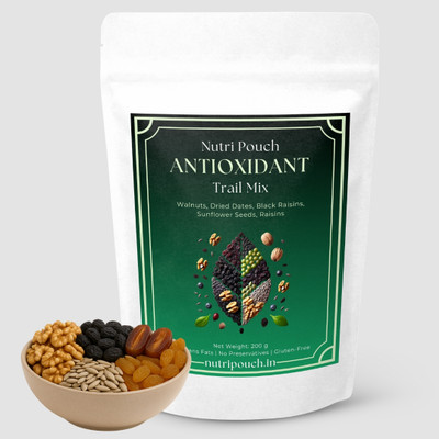 Nutri Pouch Antioxidant Mix - Premium Dry Fruit Mix | Walnuts, Raisins, Dry Dates, Assorted Seeds & Nuts(1 x 200 g)