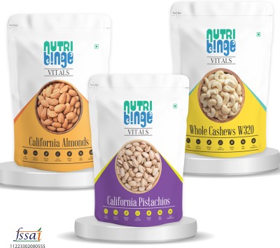 NUTRI BINGE Combos of 500g Almonds, Cashews W320 & Pista Almonds, Cashews, Pistachios(3 x 500 g)