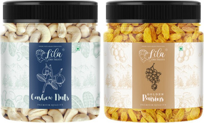 lila dry fruits Premium Cashew & Golden Raisins Combo Jar Pack of 100gms each (200gms total) Cashews, Raisins(2 x 100 g)
