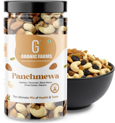 GRANIC FARMS Mix Dry Fruits | Panchmeva | Almond|Cashew|Dates|Black Raisin|Green Raisin|(1 x 500 g)