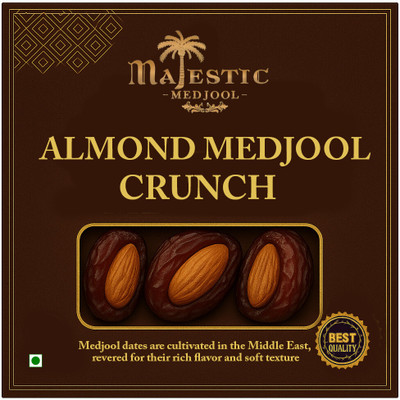 Majestic Medjool Almond Crunch Medjool Dates 500g | Healthy Gifting Snack | Rich & Nutty Taste Dates(30 x 16.67 g)