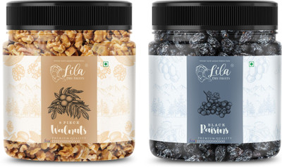 lila dry fruits Black Raisin (250gm) & Walnuts(250gm) Combo | Kali Dakh Akhrot Combo Cashews, Pistachios, Walnuts(2 x 250 g)