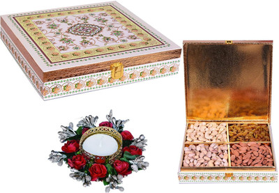 FOOD LIBRARY THE MAGIC OF NATURE Diwali Dry Fruit Gift Pack/Box Hamper With Free Diya (mm 1881) Assorted Nuts(1 x 600 g)