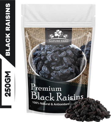 NATURE YARD Black Raisins Seedless / kali kismis / kishmish dry fruit - 250gm - Premium Afghani Seedless Dry Black Grapes Raisins(1 x 250 g)