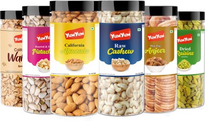 YUM YUM Premium Dry Fruits Combo (Badam, Kaju, Pista, Kismis, Anjeer & Akhrot Giri) - Almonds, Cashews, Pistachios, Raisins, Walnuts, Figs(6 x 250 g)