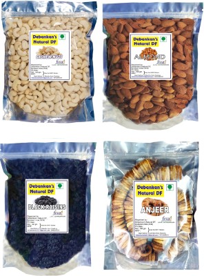 Debankan's Natural DF Combo Pack (100*4) Almond,Cashew,Anjeer(Figs),Black Raisins Cashews, Almonds, Raisins, Figs(4 x 100 g)