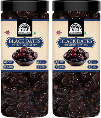 WONDERLAND Premium Black Dates 800g (400g X 2) Jar Soft And Chewy Texture Khajur | Khajoor Dates(2 x 400 g)