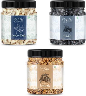 lila dry fruits Cashew (100gm),Walnut(100gm) & Black Raisin(100 gm) Combo | Kaju Akhrot Kishmish Cashews, Raisins, Walnuts(4 x 0.2 kg)