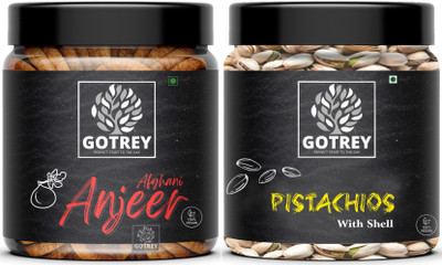GOTREY Dry Fruits Combo Pack | Pistachios and Premium Anjeer Jar Pack (2 x 250 g) Figs, Pistachios(2 x 250 g)
