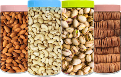 41 foods Dry fruits combo pack of Premium 4 Anjeer Badam Kaju Pista (150gm x 4) 600 GM Almonds, Cashews, Pistachios, Figs(4 x 150 g)