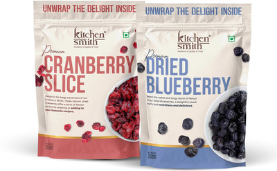 KITCHENSMITH Premium Cranberry & Dried Blueberry| A Perfect Blend of Sweet & Tangy Flavors | Cranberries, Bilberries(2 x 250 g)