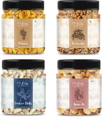 lila dry fruits Cashew(250gm), Walnut (250gm), Green Raisin (250gm) & Apricots(250 gm) Combo Cashews, Walnuts, Raisins, Apricots(4 x 0.11 kg)