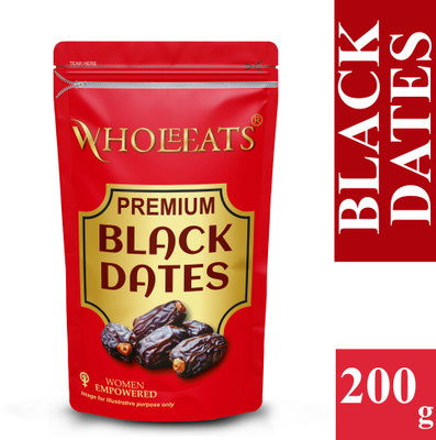 WholeEats Black Dates | Khajoor Dry Fruits | Gourmet Khajur Dates Dates(200 g)