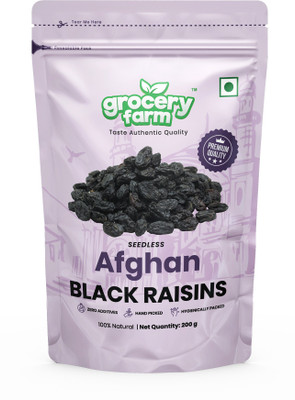 Grocery Farm Afghan Seedless Black - Premium Healthy Kali Kismish, Nutrient-rich Raisins(1 x 200 g)
