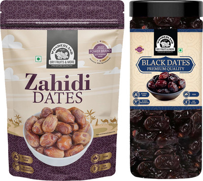 Wonderland Foods Premium Zahidi Dates 500g & Black Dates 400g Dates Combo Dates(2 x 450 g)