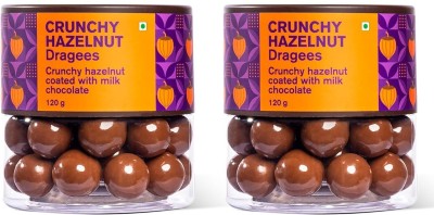 entisi Chocolate Coated Crunchy Hazelnut Dragees Jar - 120g Each(2 x 120 g)