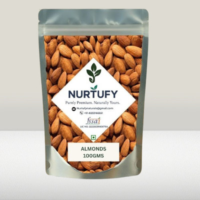 Nurtufy Almonds Snack | California Almonds | High Protein, Low Calories, Vegan Friendly Almonds(1 x 100 g)