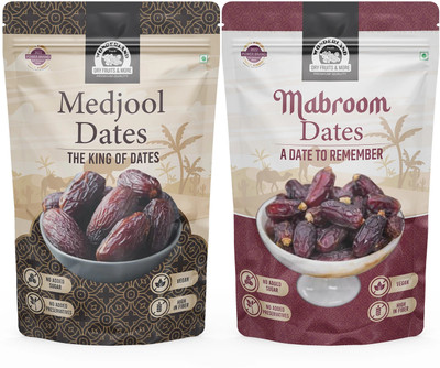 WONDERLAND Foods - Dry Fruits Medjool & Mabroom Dates 400g | Healthy & Nutritious Khajoor Dates(2 x 200 g)