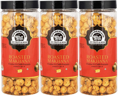 WONDERLAND Makhana Cheese & Chilli Foxnuts (Pack of 3-100g Each) Assorted Nuts(3 x 100 g)