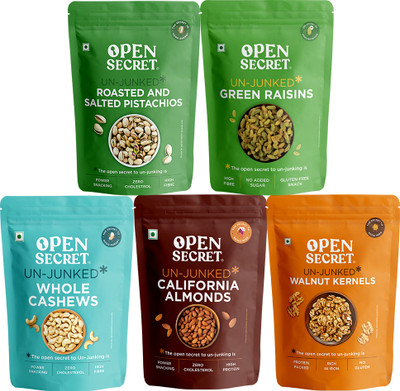 OPEN SECRET Dry Fruit Combo Badam Almonds Cashews Akhrot Walnuts Pista Kishmish Raisins Assorted Nuts(5 x 200 g)