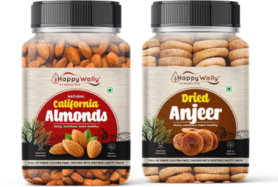 HappyWally Dry fruits Combo Pack of Almonds and Anjeer (Figs) 200gm Each | Almonds, Figs(2 x 200 g)