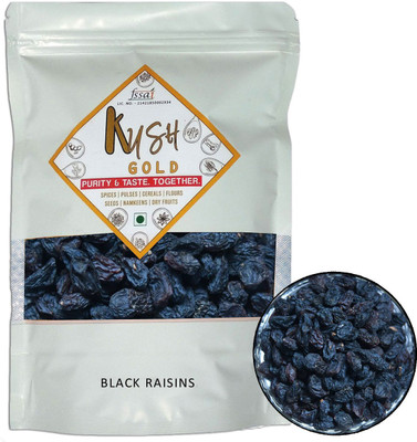 Kush Gold Dried Seedless Black Raisins / Kali Kismis / Kishmish / Kala Munakka Raisins(1 x 250 g)