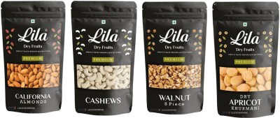 lila dry fruits Almond(250gm), Cashew (250gm), Walnut (250gm) & Apricot(250 gm) Combo Almonds, Cashews, Walnuts, Apricots(4 x 250 g)