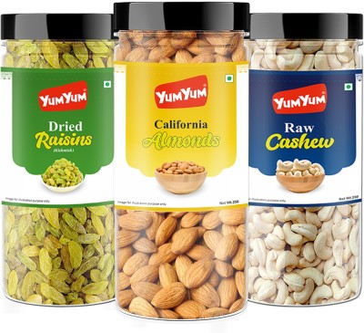 YUM YUM Premium Jumbo (Almond 250g Cashew 250g & Raisin 250g) 750g Dry Fruits Combo Pack Almonds, Cashews, Raisins(3 x 250 g)