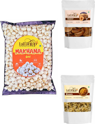 LALLANTOP Makhana gold 250g | Anjeer 250g | Kismish 250g Healthy Dry Fruits Combo Pack Fox Nut, Figs, Raisins(3 x 333.33 g)