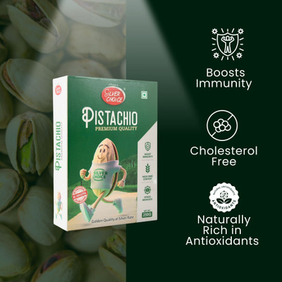 SILVER CHOICE Pistachios – 250g Pack | Crunchy & Healthy Dry Fruits | High Protein Snack Pistachios(1 x 250 g)