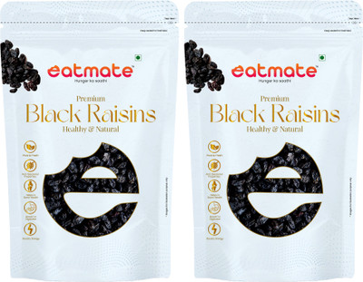 Eatmate Premium Black Raisins| Seedless| Healthy and Natural Dried Fruits Raisins Raisins(2 x 500 g)