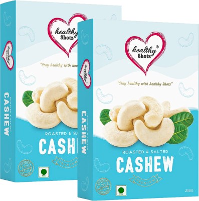 HEALTHY SHOTZ Roasted and Salted Crispy Cashew Nuts W240, (500g) Vacuum Pack, (Dry Fruits) Cashews(2 x 250 g)