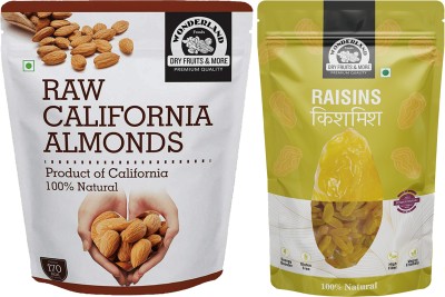 WONDERLAND Foods California Raw Almonds(Badam) 1kg + Plain Raisins(Kishmish) 500g Almonds, Raisins(1500 g)