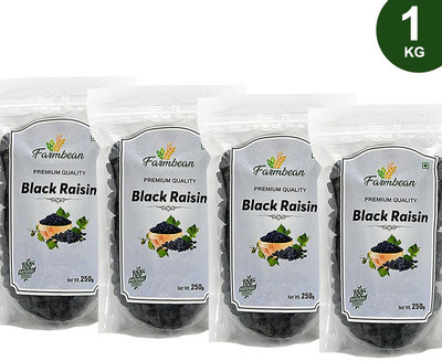 Farmbean Black Raisin|Dry Grapes|Kishmis|Black Kismis|Dakh|Dakha|Raisins Raisins(4 x 250 g)
