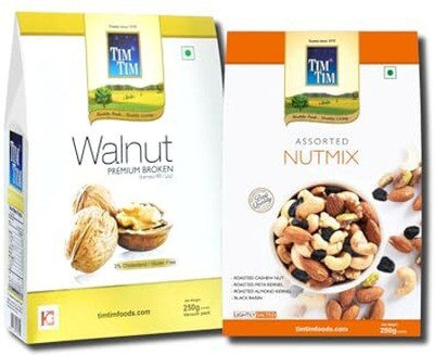 Tim Tim Premium Broken Walnut Kernels 250g and Premium Nut Mix250g, Combo pack Walnuts(2 x 250 g)