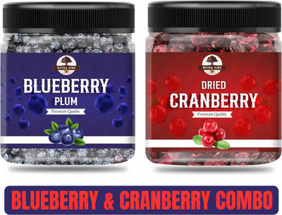 nutra king Premium Sliced Berries | Blueberry & Cranberry Combo Pack | Dried Blueberry, Cranberries(2 x 250 g)