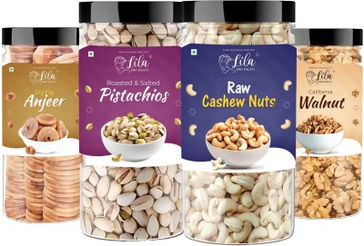 lila dry fruits Cashew(150gm), Walnut (150gm), Pistachios (150gm) & Figs(150 gm) Combo Cashews, Walnuts, Pistachios, Figs(4 x 150 g)