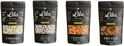 lila dry fruits Almond(200gm), Cashew (200gm), Pistachios (200gm) & Figs(200 gm) Combo Almonds, Cashews, Pistachios, Figs(4 x 200 g)