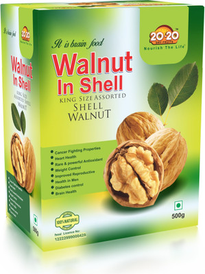 20-20 DRY FRUITS CALIFORNIA-WALNUTS-INSHELL-500 G Walnuts(1 x 500 g)