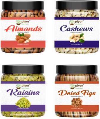 PIYOR Premium Dry Fruits and Nuts Combo Pack of Almond, Cashew, Raisin, Dried Figs 1Kg Almonds, Cashews, Raisins, Figs(4 x 250 g)