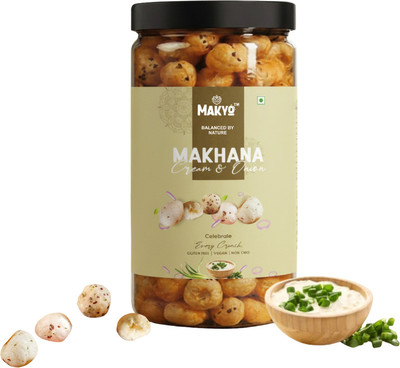 MAKYO Cream & Onion Flavour | Roasted Makhana | 65g Jar Fox Nut(1 x 65 g)