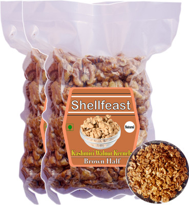 Shellfeast Brown Walnut Kernels, Premium Walnut Kernels Without Shell, Akhrot Giri Walnuts(2 x 400 g)